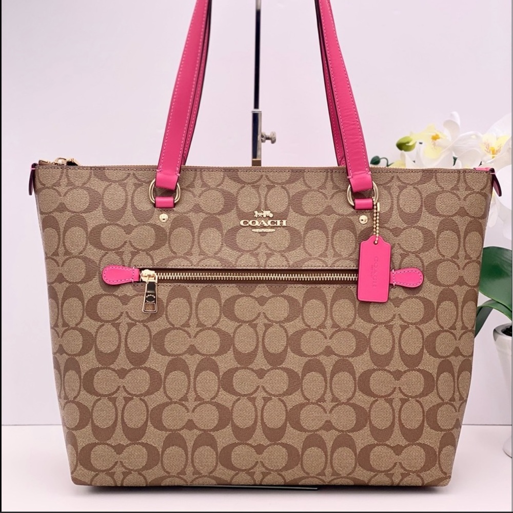NWT Coach Signature Coated Canvas City Khaki Tote